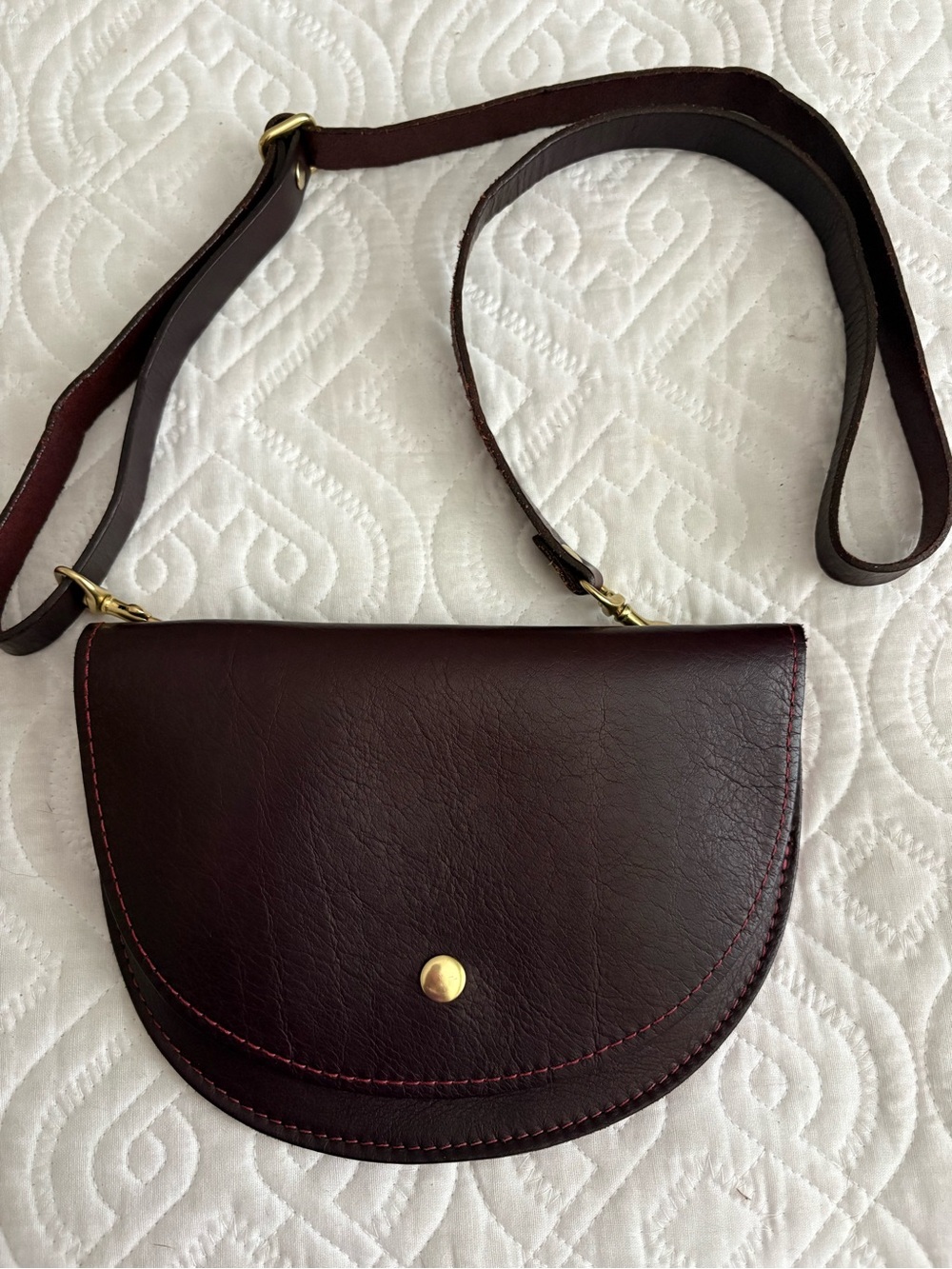 Ester burgundy leather fanny /crossbody by AWL Snap